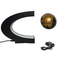 Globo flotante con luces LED en forma de C magnético de nivelación flotante globo mapa del mundo para decoración de computadora, Negro con azul - Aire - Ver 6