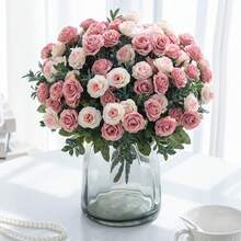 1pc Artificial Rose Flower, Roadside Rose, Suitable For Home, Party, Wedding Decoration, DIY, Bridal Bouquet, Outdoor Garden Decoration, Valentine's Day Decoration, Gift - Pink - View 5