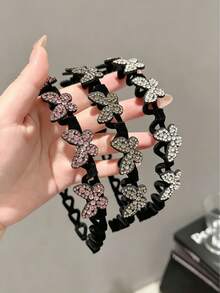 3pcs Elegant Wavy Headbands, Synthetic Zirconia Butterfly Decor, Non-Slip Plastic Hair Ties, Suitable For All Seasons, Durable, Fit For Casual And Formal Occasions - Multiple Styles - View 14