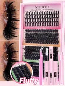 272/248pcs D-Curl Faux Mink Eyelash Extensions, 16 Rows, 10-20mm Pointed Lashes + 100D+120D+160D+200D Anime Style Lashes, 0.07mm Reusable Lash Set For Party, Wedding, Date, Halloween And Daily Wear - Multicolor - View 11