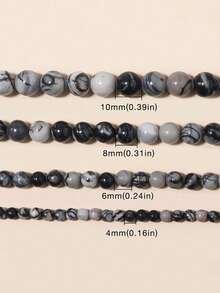 1 Strand 4/6/8/10mm Natural Black Network Jasper Spider Web Jasper Beads Round Loose Spacer Beads For Jewelry Making DIY Bracelet Necklace Accessory. - Multicolor - View 5