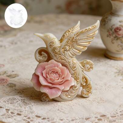 1 Khuôn silicon hình chim ruồi và hoa, khuôn silicon 3D hình chim và hoa hồng, đồ trang trí thủ công bằng nhựa resin tự làm nến thơm, khuôn silicon bền và không dễ bị biến dạng, thích hợp làm phụ kiện trang trí nhà cửa, quà tặng cho người yêu động vật, trang trí tiệc theo chủ đề động vật.