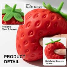 Strawberry Squeeze Toy, Soft Squeezing Toy For Sensory Stimulation, Realistic Strawberry Design, Portable Mood Regulating Tool, Suitable For Various Occasions, Gift For Friends (Mixed Delivery) Squishy - Multicolor - View 2