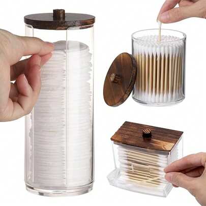 Hộp đựng đồ dùng phòng tắm Qtips, hoàn hảo để cất giữ các vật dụng hình tròn như tăm bông, bông tẩy trang tròn và chỉ nha khoa. Chúng rất lý tưởng để sắp xếp đồ dùng trên bàn trang điểm phòng tắm.