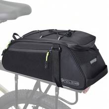 26 Reflective Cargo Bags, Reflective Rear Bike Pannier Bags, Bicycle Saddle, 8L Bike Rear Rack Storage Bag With Shoulder Strap, Suitable For Commuting And Travel, 2 Styles Available - Black - View 1