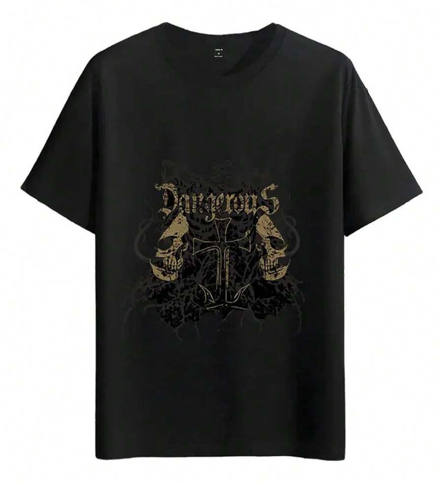 Muscle Freaks T-Shirt Skulls Cross Gothic Style Image - Black - View 1