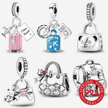 1 chiếc mặt dây chuyền hình túi du lịch dễ thương bằng bạc Sterling 925, thích hợp để trang trí vòng tay cho nữ hoặc làm đồ trang sức DIY. - Bộ 2 - Xem 2