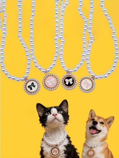 1 pieza Collar de mascota de perla vintage, accesorio de moda estilo princesa para gatos y perros, colgante personalizable, diseño elegante de perlas, suave y cómodo, duradero, adecuado para mascotas pequeñas/medianas, regalo de decoración de alta calidad para mascotas