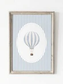 1pc Canvas Wall Art, Framed Children's Room Wall Decor, Vintage Travel Theme Boys Room Wall Art, Transportation Theme Room Decor, Blue Hot Air Balloon, Airplane And Train Design, Cozy Home Decoration, Nursery Decor, Kids Room Poster, Toddler Room Decor, Girls Room Wall Art, Boys Room Wall Poster, Gift, Baby Shower Present, Party Decoration, Waterproof, Preschool Poster - Multicolor - View 9