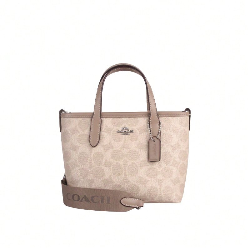 Coach品牌印花女士斜挎单肩包 - 沙黃色配灰褐色CW032SVPWH - 查看 1