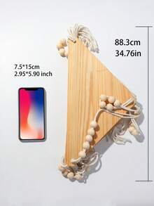 1pc Bohemian Style Double-Layer Wall Hanging Shelf, Macrame Rope Suspended Book Rack, Woven Decor Wall Shelf, Aesthetic Style Room Decor, Rustic Wall Storage Rack, Decorative Display Shelf - Multicolor - View 12