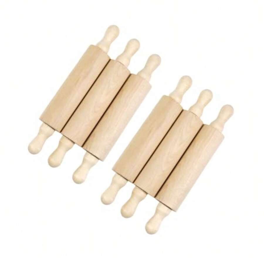 6 Pcs 7 Inch Vie Wooden Rolling Pin  For Kitchen Decoration Tiered Tray Decor And Arts Crafts - Nutural - View 1