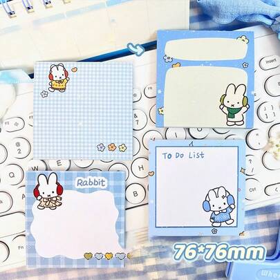  1pc Cartoon Miffy Rabbit Tear-Off Self-Adhesive Memo Pad, Square Design Simple & Cute, Thick & Durable Paper, Strong Adhesive No Trace. Vivid Pattern Enhances Visual Quality, Suitable For Notes, Schedule Recording And Desktop Decoration. Highly Attractive Meets Daily Recording And Creative Matching Needs.