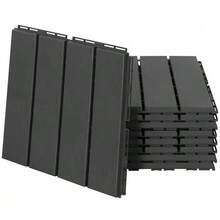 Terrace Tiles, Set Of 9 Pieces, Balcony Tiles, Click System Tiles For Patio And Garden, Plastic, Black, 30x30cm - hitam - View 3