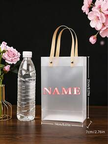 2pcs Customized Transparent Gift Bags, Wedding Favors, Birthday Gifts Packaging Bags With Printable Text - Clear - View 2