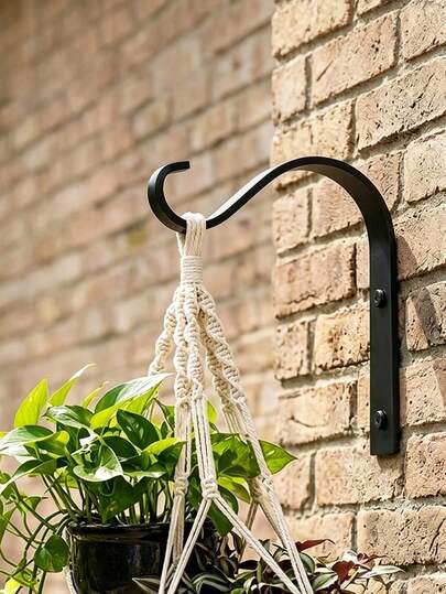 4/8 chiếc móc sắt cong đa năng màu đen chắc chắn, chống gỉ, dùng để treo cây, có thể dùng để treo chuông gió, giá đỡ cây treo tường, chậu cây lớn ngoài trời và giá để cây, trang trí ngày Quốc khánh 4 tháng 7, dụng cụ làm vườn, đồ nội thất ngoài trời, trang trí ngoài trời.