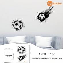 SUPSTICKER 1张黑白足球运动员涂鸦墙贴，采用优质PVC材质，易撕易贴，可移除，可DIY，适用于世界杯观赛区、客厅、卧室、玄关、运动室、电竞室、酒吧墙面装饰装修，尺寸：12.79*18.62英寸 - 1PC - 查看 13