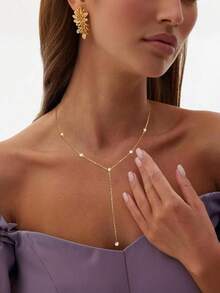 1 chiếc vòng cổ choker mặt dây chuyền pha lê phong cách Bohemian gợi cảm, thanh lịch, có tua rua hình chữ Y, dài. - Nhiều màu - Xem 2