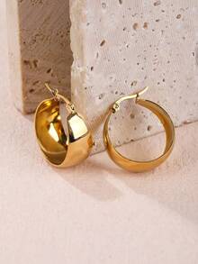 1pair Mirrored Fashion Party Earrings (Large) - Yellow Gold - View 1