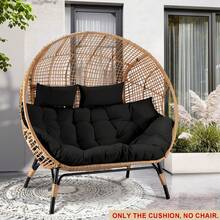 Waterproof Double Chair Cushion Thickened Removable Swing Hammock Cushion - 黑色 - 查看 11