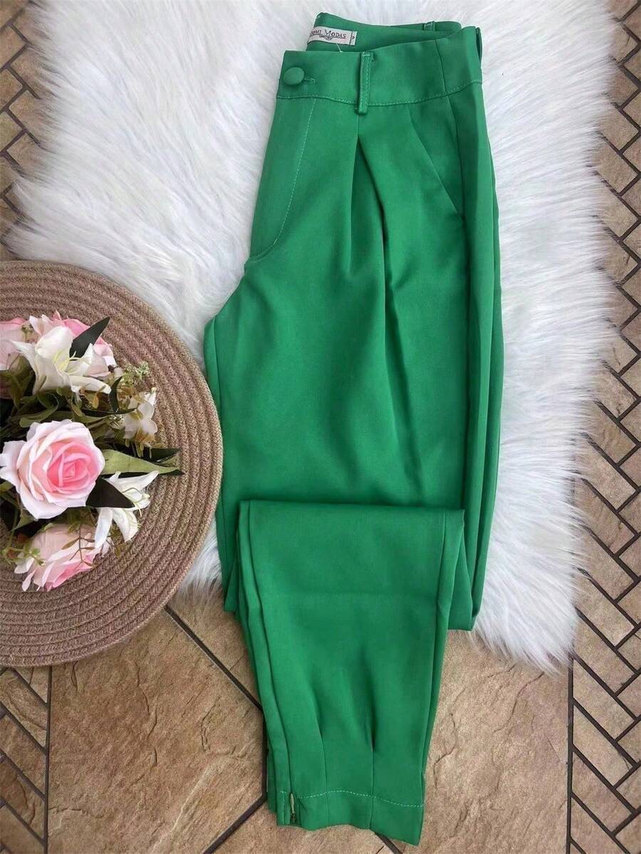 A-Lows A&L CALÇA CENOURA ALFAIATARIA Com Ziper Punho (36 AO 44) - Verde - Visão 1