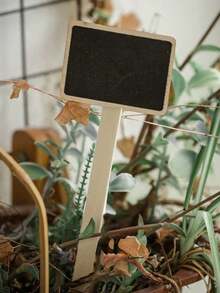 3/5/10pcs Garden Plant Labels, Creative Wooden Chalkboard Tags, Reusable T-Type Labels, Suitable For Potted Plants, Outdoor Plant Identification, Seeds, Herbs, Vegetables - 黑色 - 查看 4