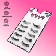 5 Pairs Natural Long Curly Eyelashes, Cat Eye, Cartoon, Transparent Stem, Eyelash Extension 7-15mm, Suitable For Daily, Date, Party, QHK-2619-5 - Black - View 6