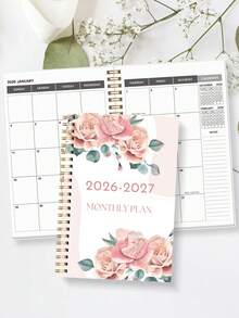 2026–2027 A5 花卉月計畫本，24個月快速週計畫與日計畫筆記本，提升工作效率、時間管理與行程安排，便利的生產力日誌，適用學校與辦公用品 - 粉紅色 - 查看 3