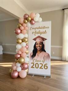 1pc Customized Banner Personalized Photo Polyester Banner, Outdoor Event Background For Weddings Birthdays And General Celebrations, Custom Printed Party Decoration For Any Occasion - Multicolor - View 3