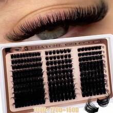 160D+200D+300D/100D+120D+160D/60D+80D+100D 300片/240片/170片 俄罗斯3D卷翘浓密假睫毛套装，10-18mm DIY单根假睫毛，多款自然妆效可重复使用分段式单根假睫毛，轻盈柔软 DIY睫毛簇 - D - 查看 3