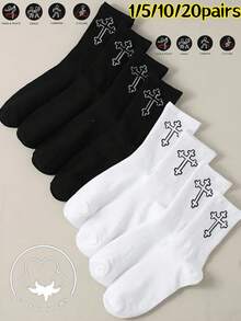 20 đôi tất cổ ngắn màu trơn unisex, mềm mại và thoải mái, tất có đường may, kiểu phương Tây, tất cổ cao, tất có đường may gia cố, tất kiểu phương Tây, tất chấm bi, tất thường ngày, tất hàng ngày - Nhiều màu - Xem 8