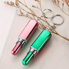 2pcs Pink + Green Creative Lipstick Shaped Ballpoint Pen Keychain, Perfect Small Gift, Smooth Writing, Convenient Carrying, Multifunctional Keychain, Pen, Keychain, Pendant - Multicolor - View 9