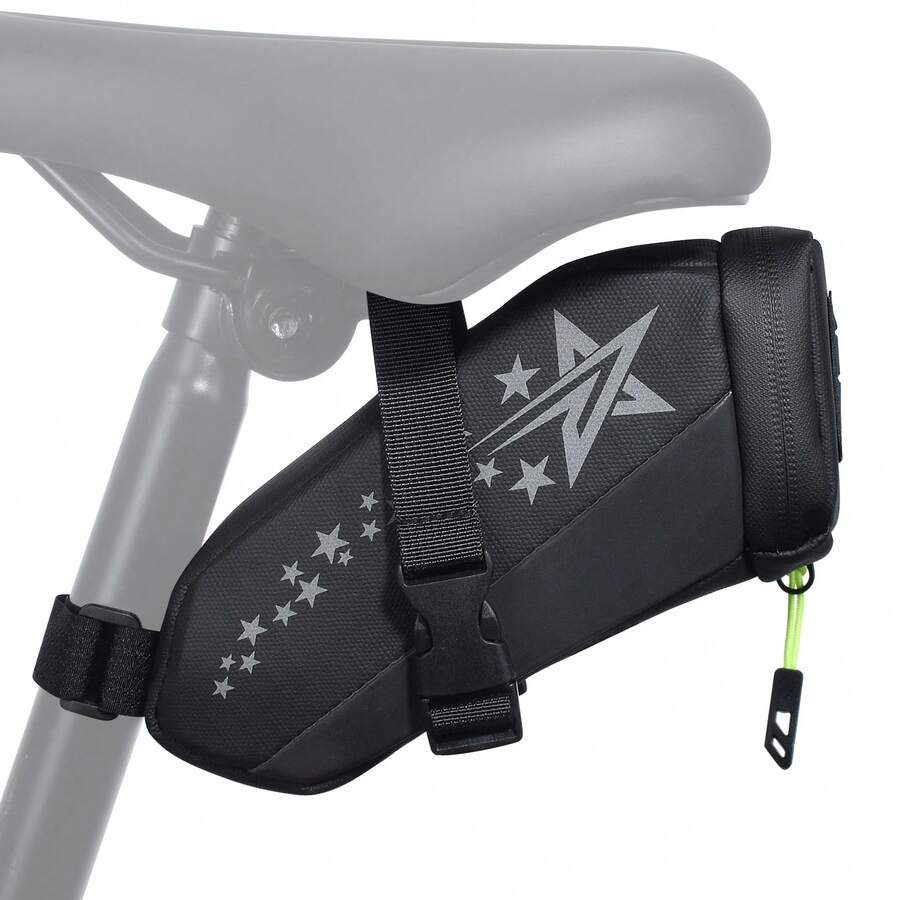 26 Styles Bicycle Saddle Bag, 1.5L Reflective Bicycle Saddle Bag Seat Bag, Tie-Down Bicycle Wedge Bike Seat Pack Bag, Black - Black - View 1