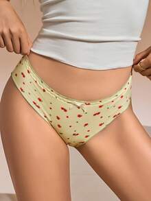 Sweet Floral Ruffle Low-Waist Seamless Panty Set, Soft, Comfortable, Breathable, Suitable For Yoga, Sports, And Everyday Wear - Yellow - View 7