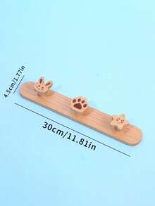 1pc Cartoon Animal Pattern Wooden Wall Hook Rack, Decorative Coat Hanger Suitable For Home, Kids Room, Entryway And Various Spaces - Multicolor - View 7