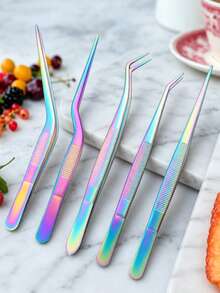 5pcs/3pcs/1pc 304 Stainless Steel Kitchen Tongs Set, Precision Serrated Tip Food Tongs, Multi-Size Cooking Tongs Suitable For Plating, Grilling, Seafood, Desserts And Chef Cooking - Multicolor - View 12