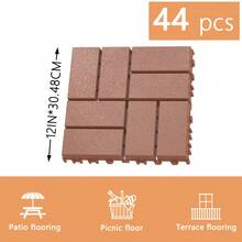 44 Pack 12"X12" Plastic Interlocking Deck Tiles - Waterproof Outdoor For All Weather. Ideal For Poolside, Balcony And Backyard. Gray And Brown. - Multiple colors - View 11
