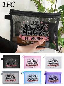 Tas Kosmetik Bermotif, Hadiah untuk Anak Perempuan, Tas Penyimpanan Bermotif Huruf Sederhana Retro Lucu, Kantong Kosmetik untuk Menyimpan Barang Kecil, Tas Penyimpanan, Tas Penyimpanan Makeup, Tas Perlengkapan Mandi, Tas Penyimpanan Lipat Ringan, Tas Belanja Sederhana, Tas Clutch Hadiah untuk Guru, Cocok untuk Penyimpanan Kosmetik Perjalanan Pribadi, Hadiah Hari Ibu, Pengatur Makeup, Dekorasi Ruangan - MultiWarna - View 3