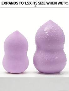 紫色美妆蛋和粉扑套装 12/24/36 件装，不含乳胶的亲水性聚氨酯化妆海绵，柔软的化妆粉扑，适用于粉底液、膏状产品、遮瑕膏和散粉的涂抹。 - 彩色 - 查看 7