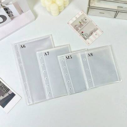 10pcs/Bag A6/A7/M5/A8 Transparent Loose-Leaf Pages, Double-Sided Thickened Album Inner Pages, Loose-Leaf Binder Refill, Sticker Book Loose-Leaf, Loose-Leaf Notebook Storage Bag, Excellent PP Material, Suitable For Idol Photo Cards, Postcards, Trading Cards, Photos, Campus Cards, Access Cards Storage, Office Stationery Planner, Back To School Season
