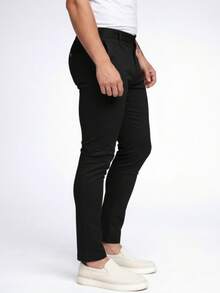 Men's Tailored Skinny Bengaline Premium Trousers - Black - View 3