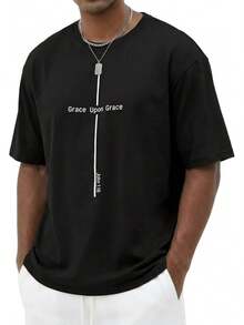 Camisas cristianas de gran tamaño para hombre, con gráficos de cruz bíblica, camisetas ligeras de la iglesia de la fe de Jesús - Negro - Ver 8