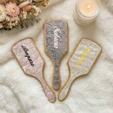 Custom Marble Texture Hair Comb - A Beautifully Square Hair Comb Engraved With A Personalized Name And Adorned With Golden Decorations, Making It An Excellent Gift For Her, Mom, Bridesmaids, Or Anyone Who Enjoys Self-Care. - Multicolor - View 12