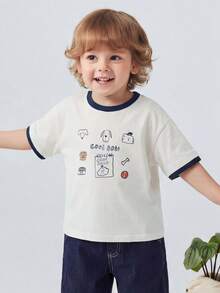 mini bala Boys Short Sleeve T-Shirts Pure Cotton Moisture Wicking Quick Dry Retro Sports Style Summer Perfect For Active Play - Ivory - View 3
