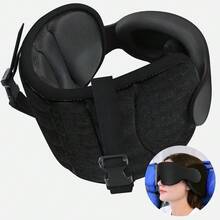 Airplane Pillow With 3D Eye Mask - Black - View 1