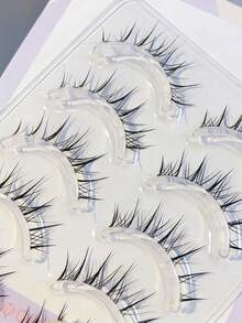 10支泰式眼妆高端混血透明泰式假睫毛小恶魔假睫毛Cos超细透明杆假睫毛混血卡通仙女发自然款（随机底卡） - 黑色 - 查看 5
