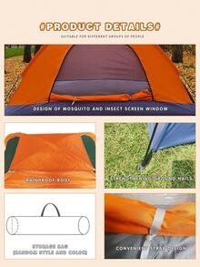 1pc Pre-Assembled Sunshade Tent, Multiple Sizes Available, Camping Equipment - Green and Orange - View 6