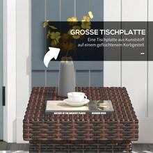 Rattan Folding Garden Table, Weatherproof, Brown, 60x41x41cm, Ideal For Balcony & Terrace - Brown - View 5