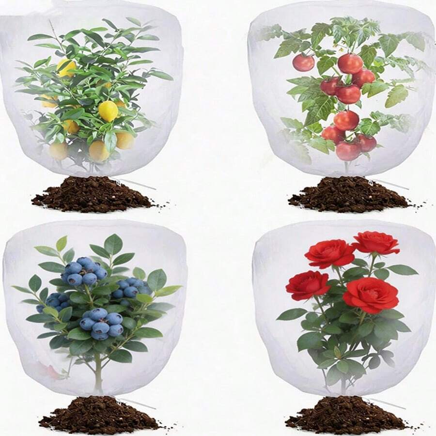 Lưới chống côn trùng và chim - Lưới che phủ cây việt quất có dây rút, lưới mắt nhỏ mịn dùng cho cây ăn quả, bảo vệ chanh, cam khỏi côn trùng, chim, sóc, hươu nhỏ và gia cầm. - 60 cm * 80 cm - Xem 1