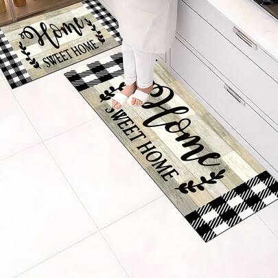 Thảm trải sàn in họa tiết phong cách nhà nông thôn, thảm bếp bằng silicon, thảm trang trí nhà bếp, dễ vệ sinh, hình chữ nhật, thích hợp cho phòng khách, phòng ngủ, hành lang, phòng tắm, phòng giặt - Thảm polyester, thích hợp trang trí nhà trong nhà và ngoài trời.